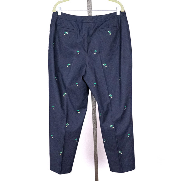 Brooks Brothers Women's Crop Cotton Dress Pants SZ 14 Embroidered Tropical Beach - Picture 4 of 6